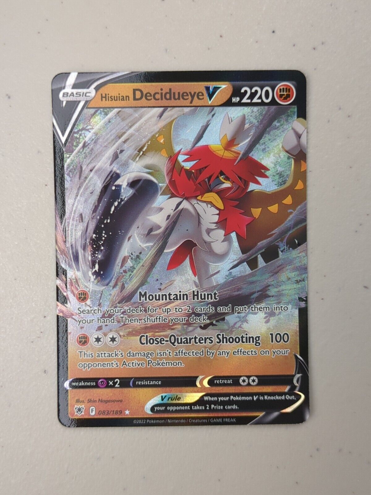 Hisuian Decidueye V - 083/189 - Ultra Rare Astral Radiance - Pokemon Card - NM