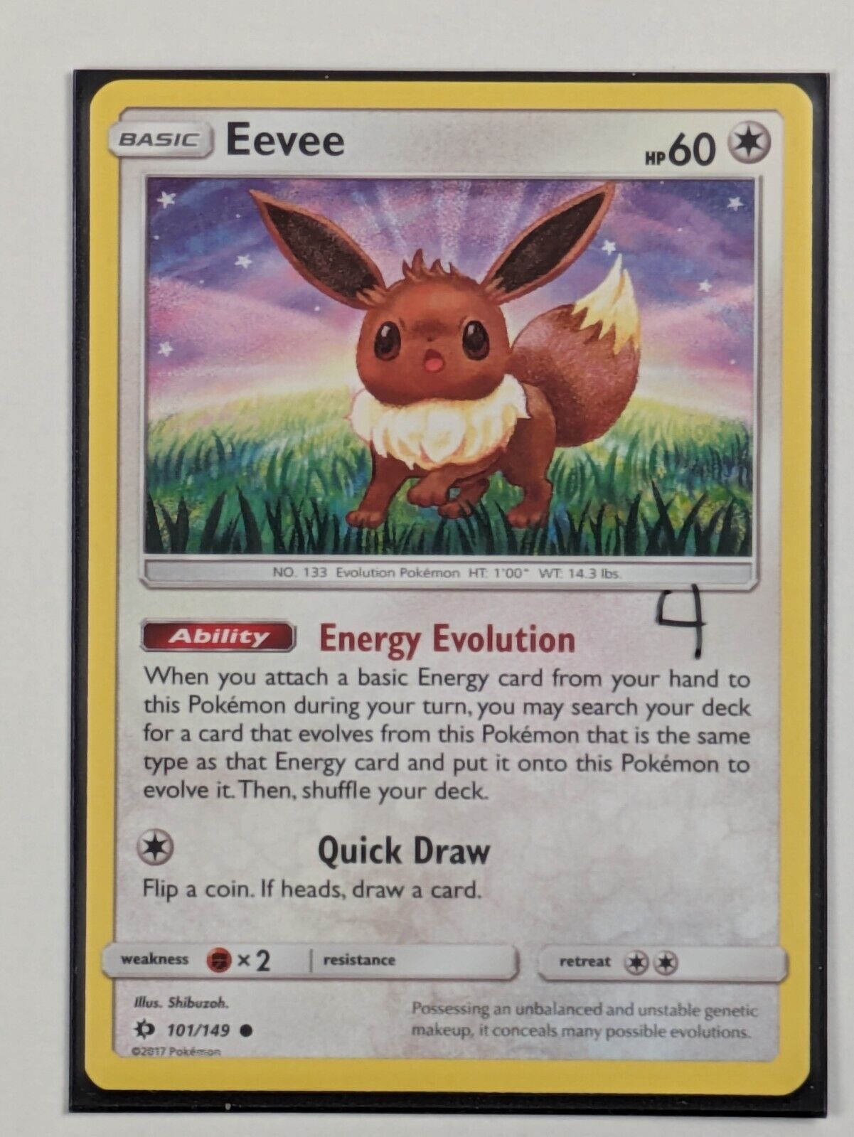 Eevee - 101/149 - Common Sun & Moon - Pokemon Card - NM