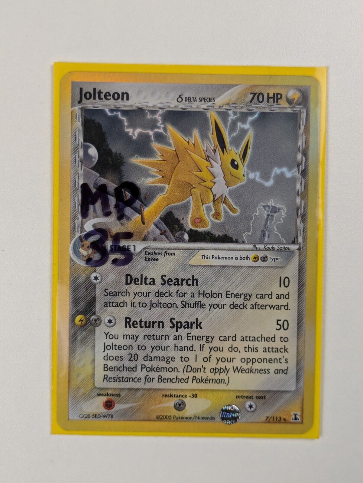 Jolteon - 7/113 - Holo Rare Delta Species - Pokemon Card - MP