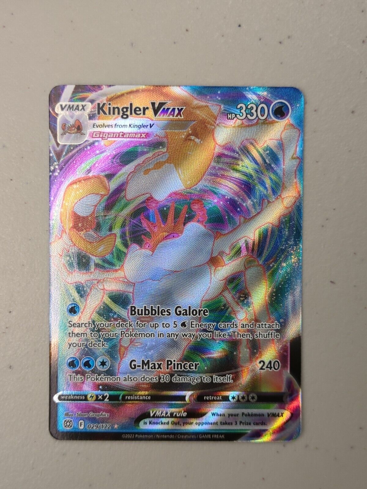 Kingler VMAX - 029/172 - Ultra Rare Brilliant Stars - Pokemon Card - NM