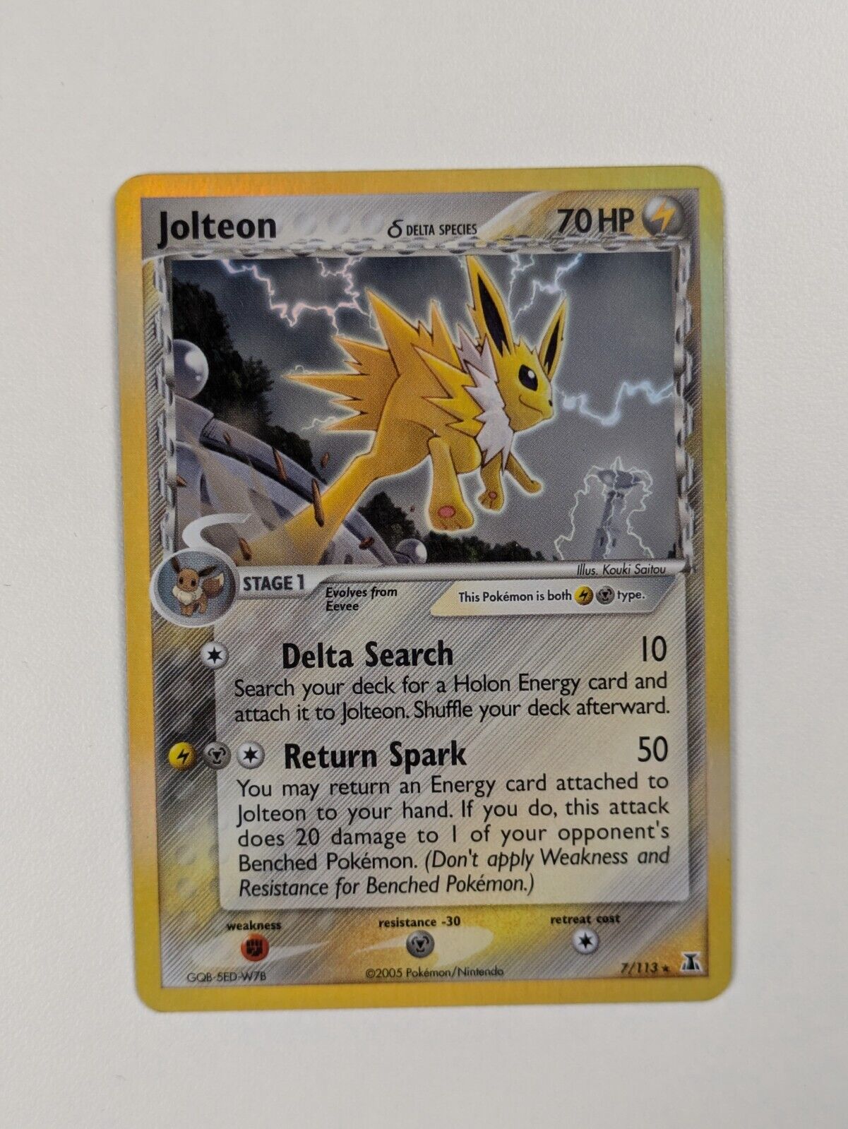 Jolteon - 7/113 - Holo Rare Delta Species - Pokemon Card - MP