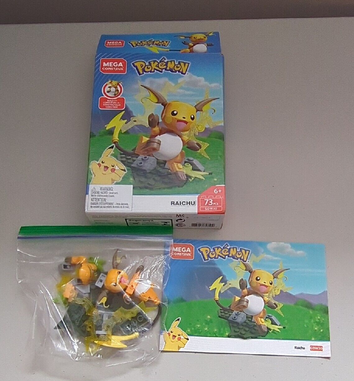 Mega Construx Pokemon Raichu GDW30 73 pcs Complete Set