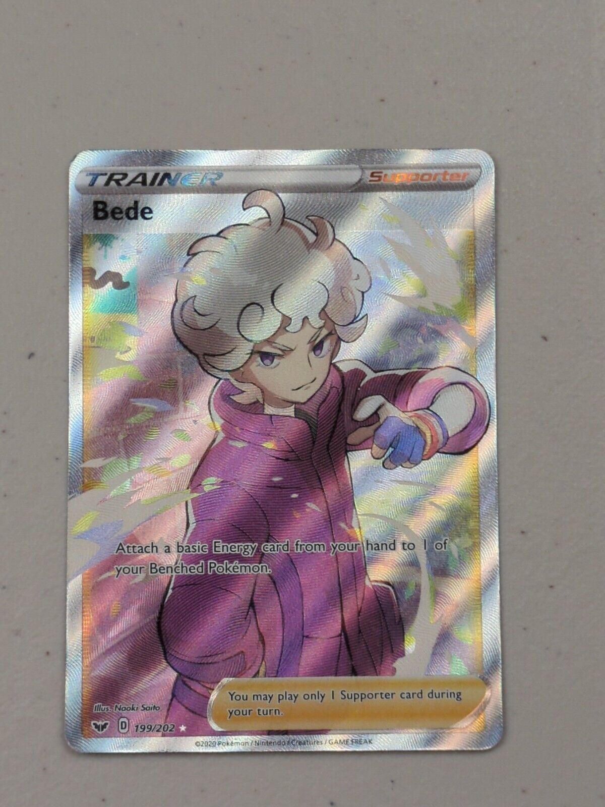 Bede - 199/202 - Full Art Ultra Rare Sword & Shield - Pokemon Card - NM