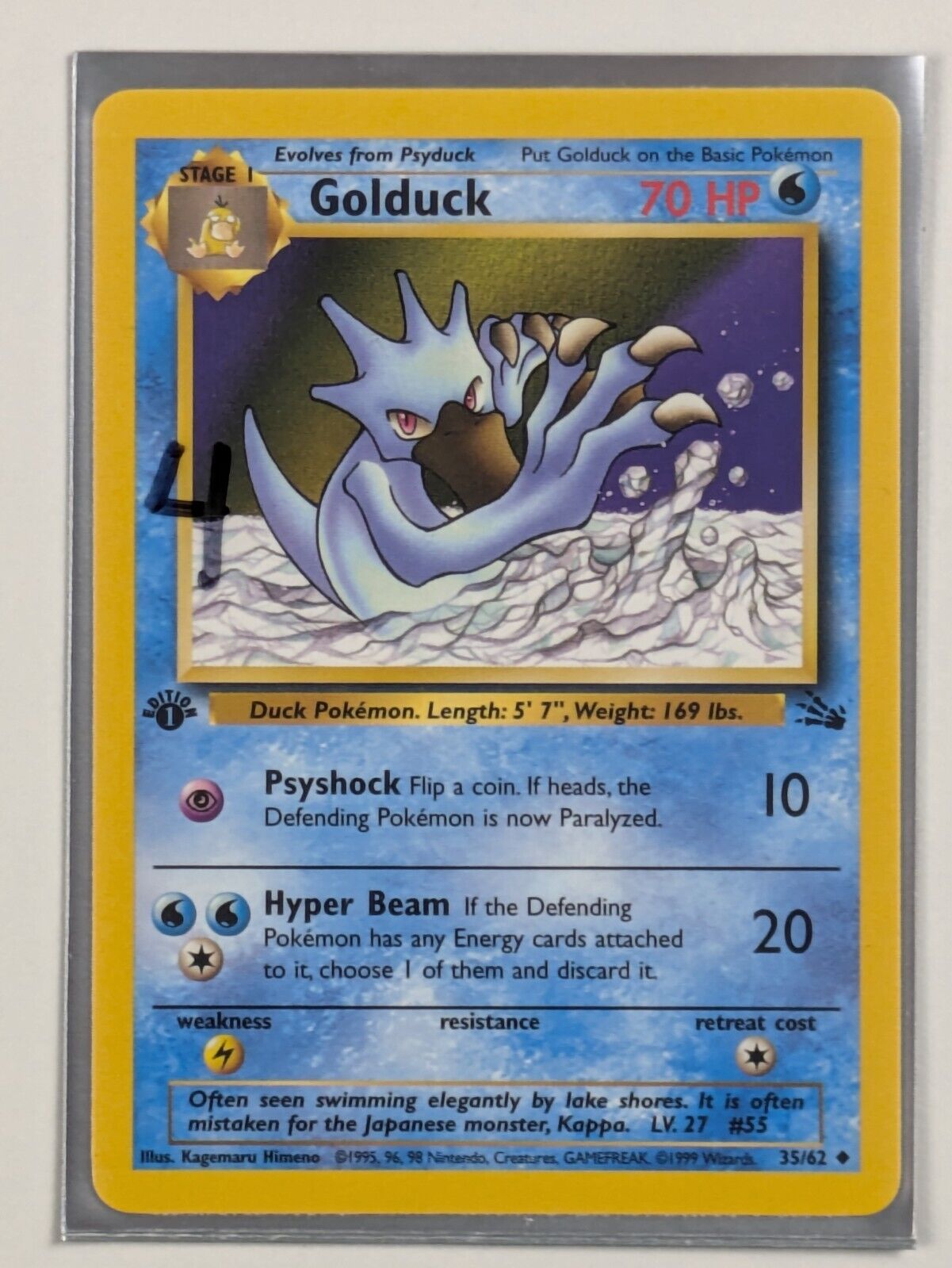 Golduck - 35/62 - Uncommon 1st Edition Fossil - Pokemon Card - NM