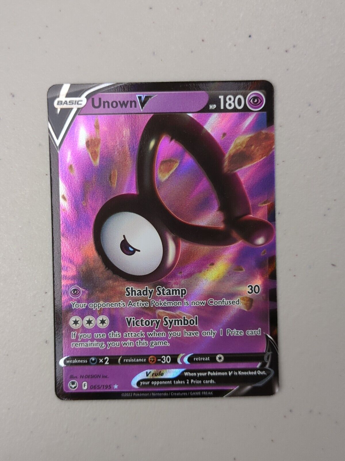 Unown V - 065/195 - Ultra Rare Silver Tempest - Pokemon Card - NM