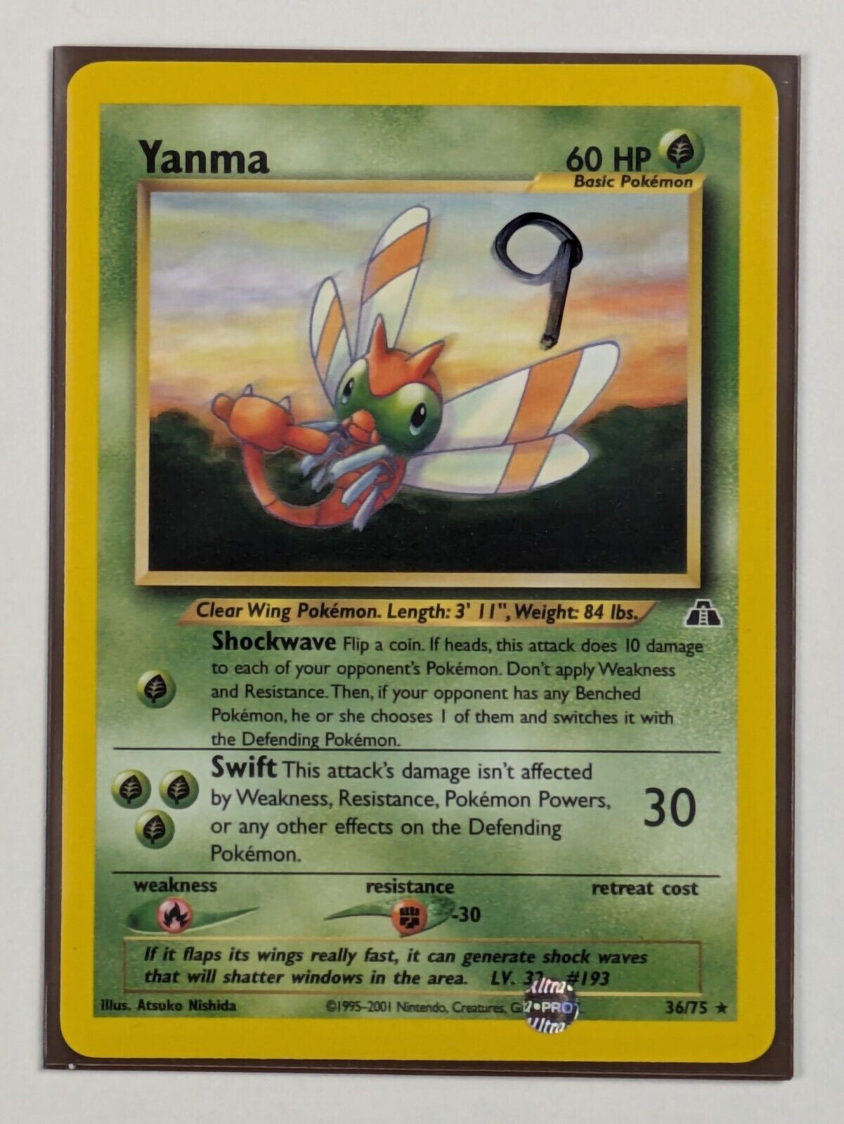 Yanma - 36/75 - Rare Unlimited Neo Discovery - Pokemon Card - NM