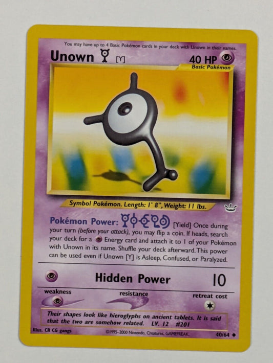 Unown Y - 40/64 - Uncommon Unlimited Neo Revelation - Pokemon Card - NM