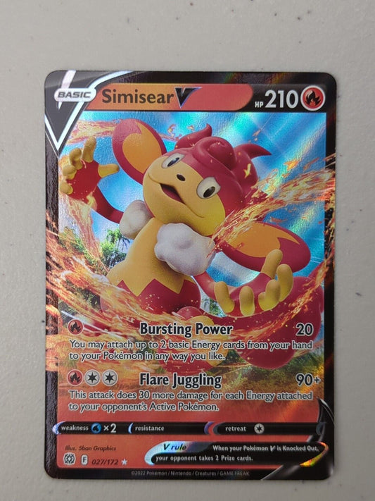 Simisear V - 027/172 - Ultra Rare Brilliant Stars - Pokemon Card - NM