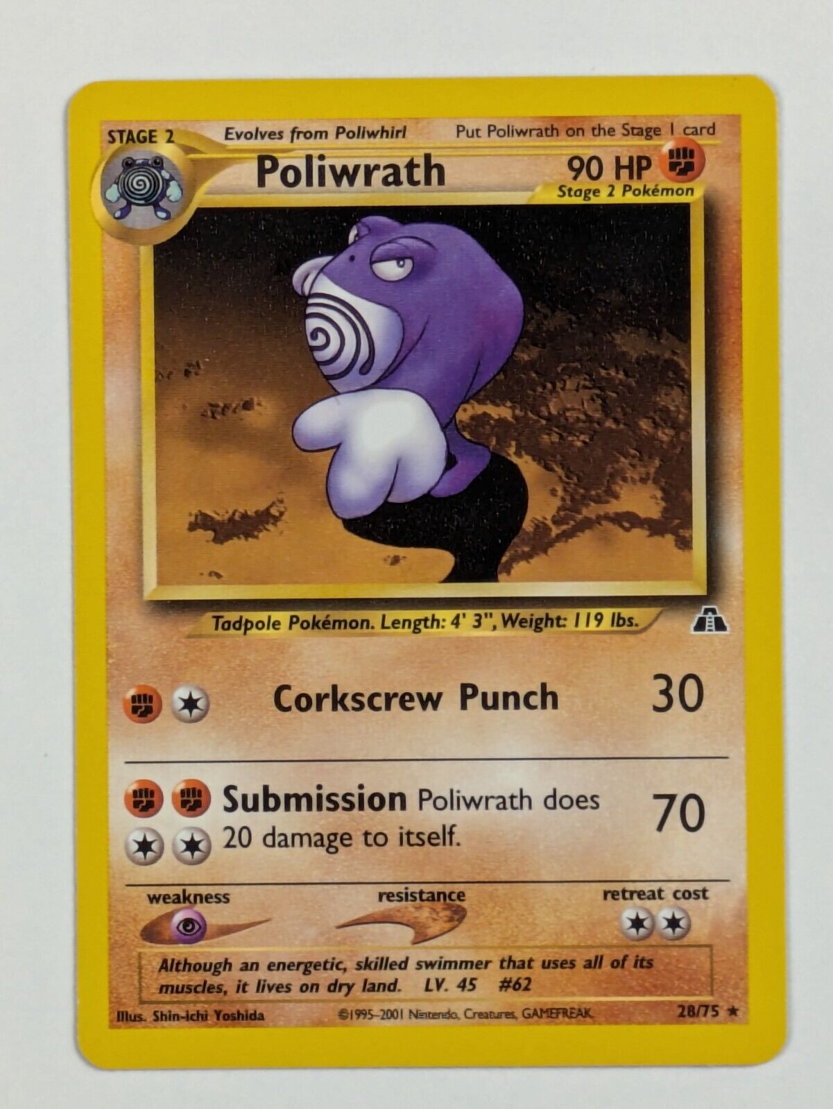 Poliwrath - 28/75 - Rare Unlimited Neo Discovery - Pokemon Card - NM