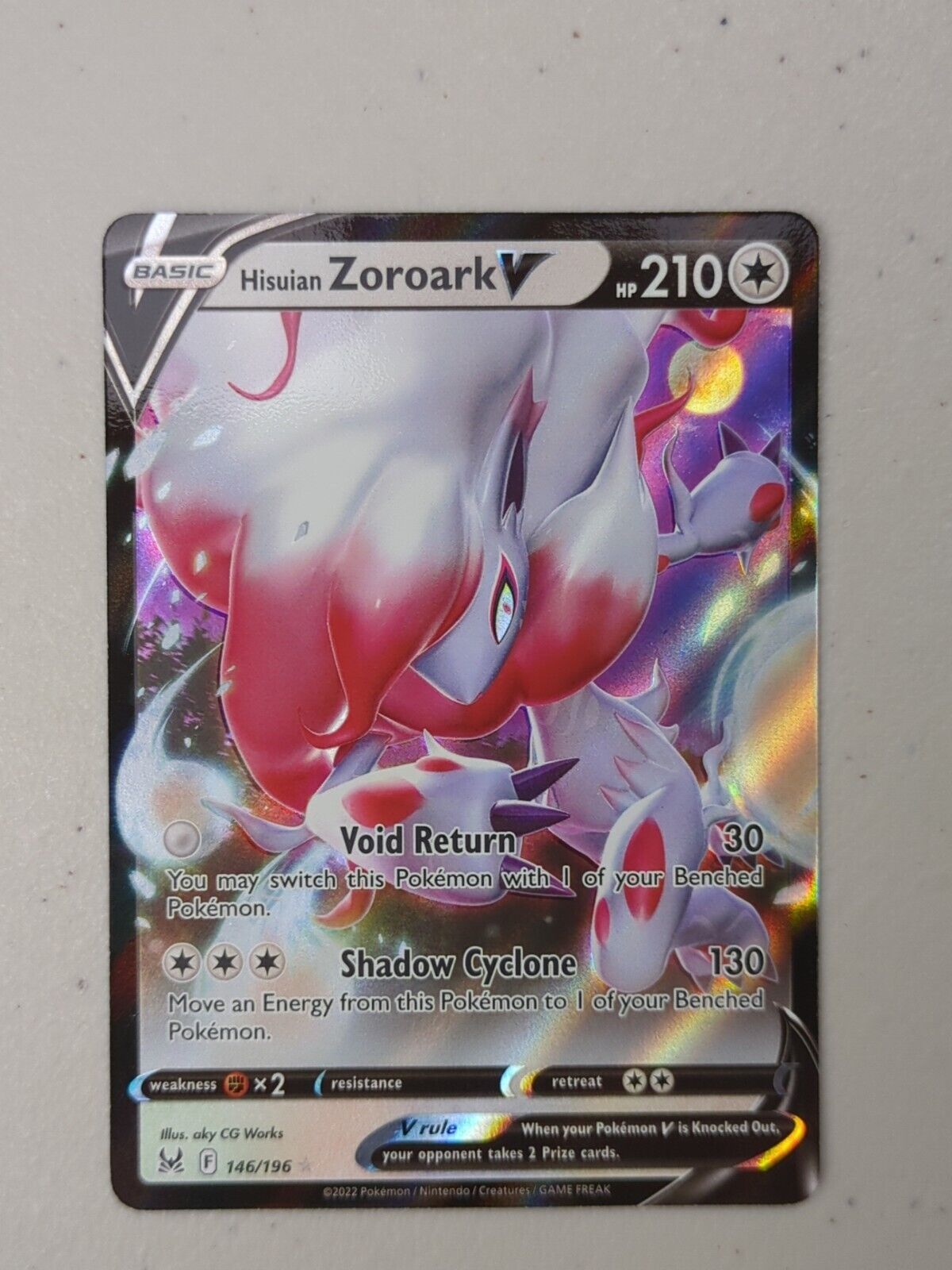 Hisuian Zoroark V - 146/196 - Ultra Rare Lost Origin - Pokemon Card - NM