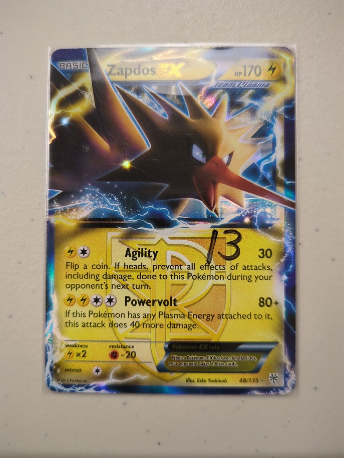 Zapdos EX - 48/135 - Ultra Rare Plasma Storm Set - Pokemon Card - NM