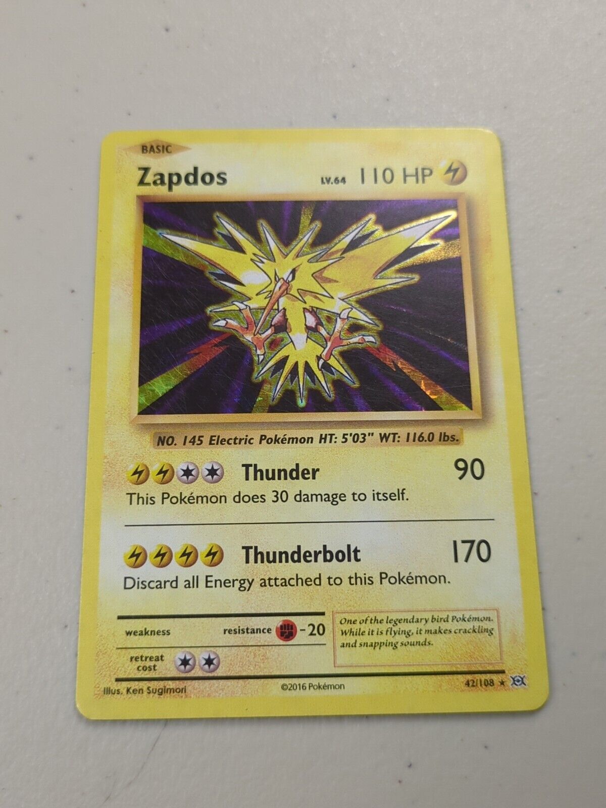 Zapdos - 42/108 - Ultra Rare Evolutions Set - Pokemon Card - NM