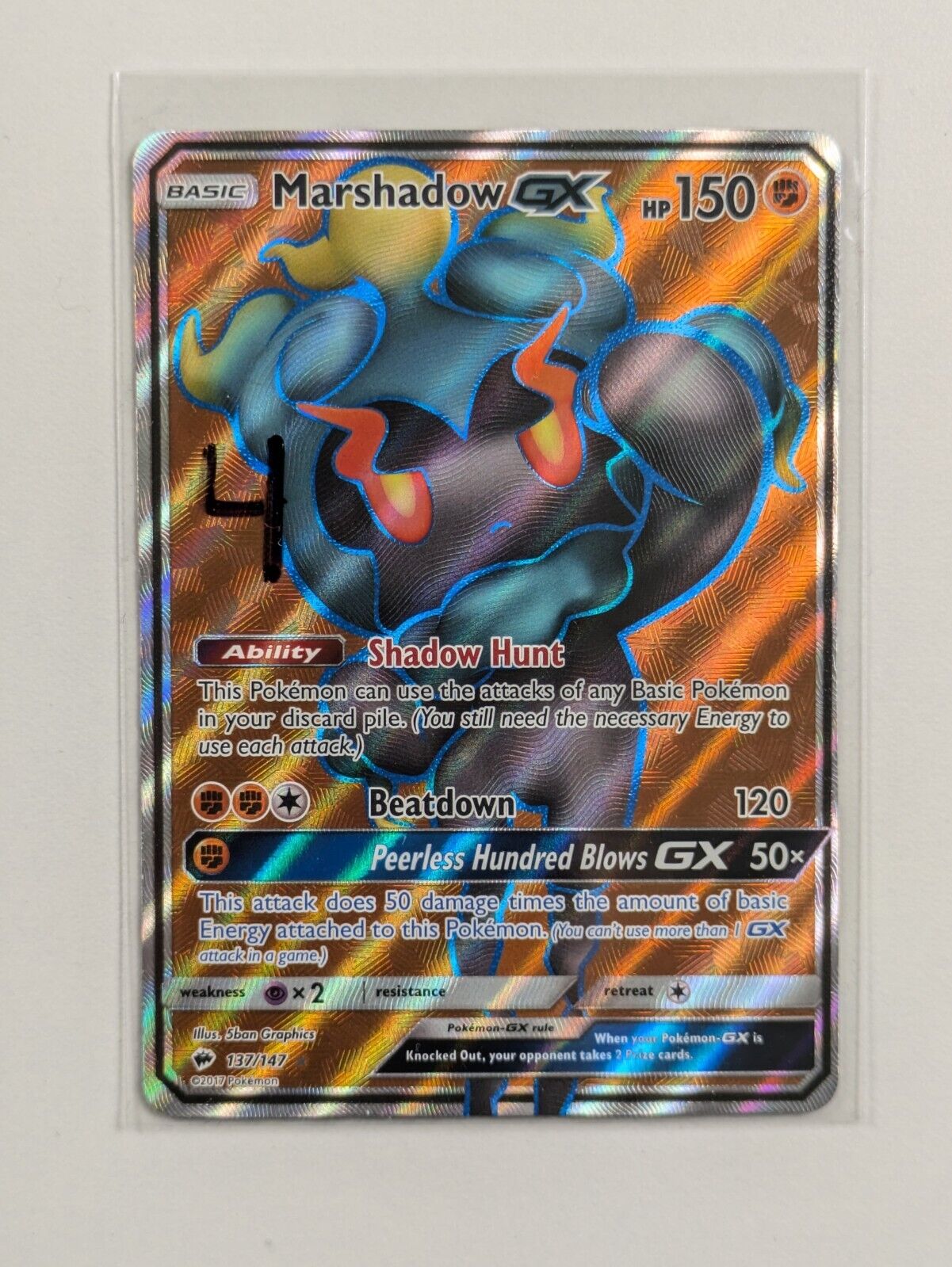 Marshadow GX - 80/147 - Ultra Rare Burning Shadows - Pokemon Card - NM