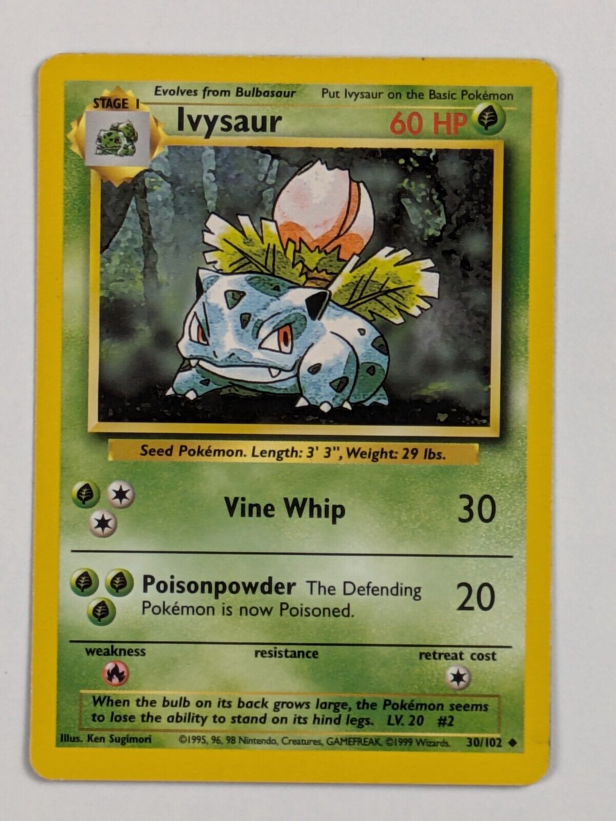 Ivysaur - 30/102 - Uncommon Unlimited Base Set - Pokemon Card - NM