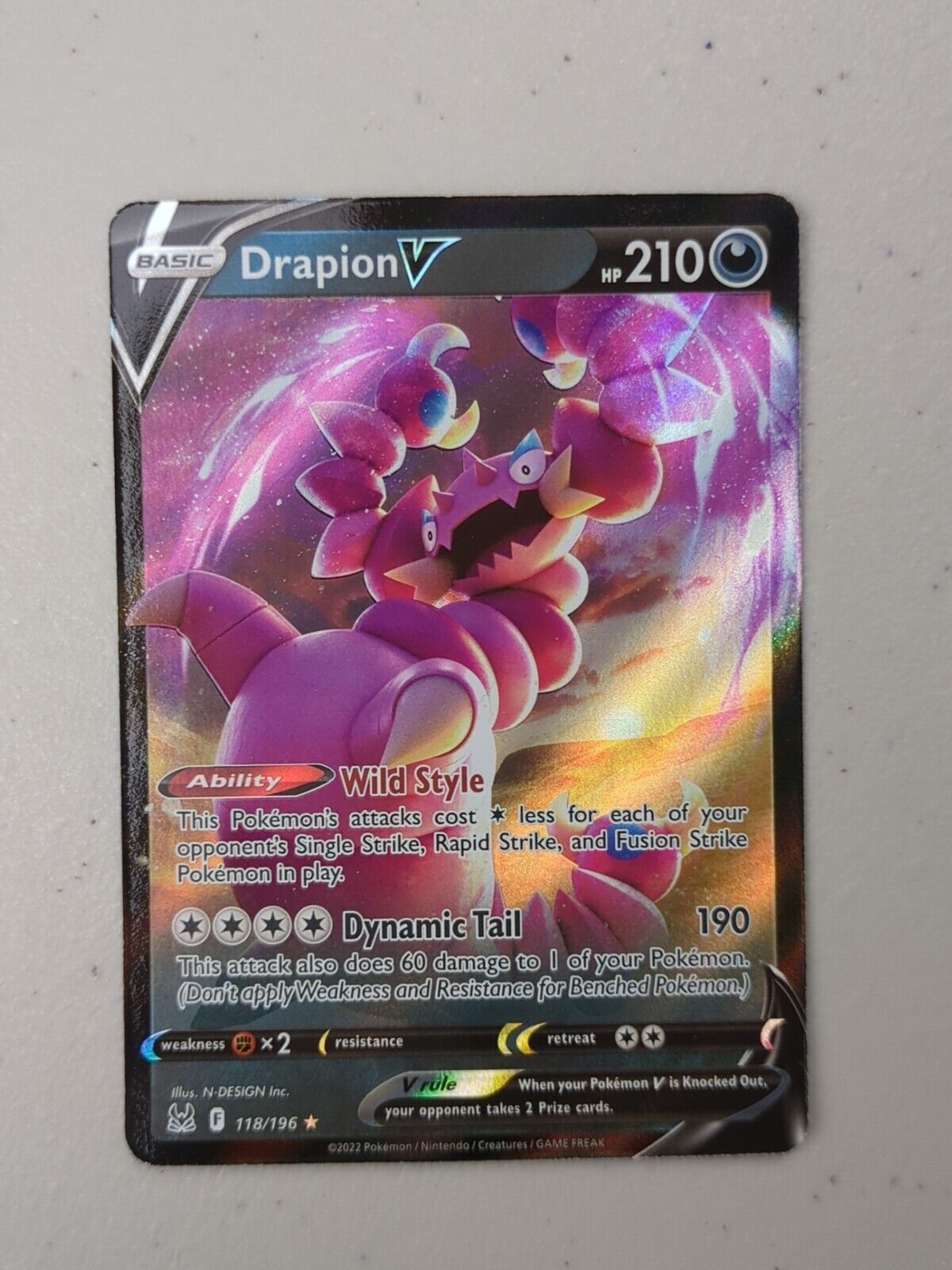 Drapion V - 118/196 - Ultra Rare Lost Origin - Pokemon Card - NM