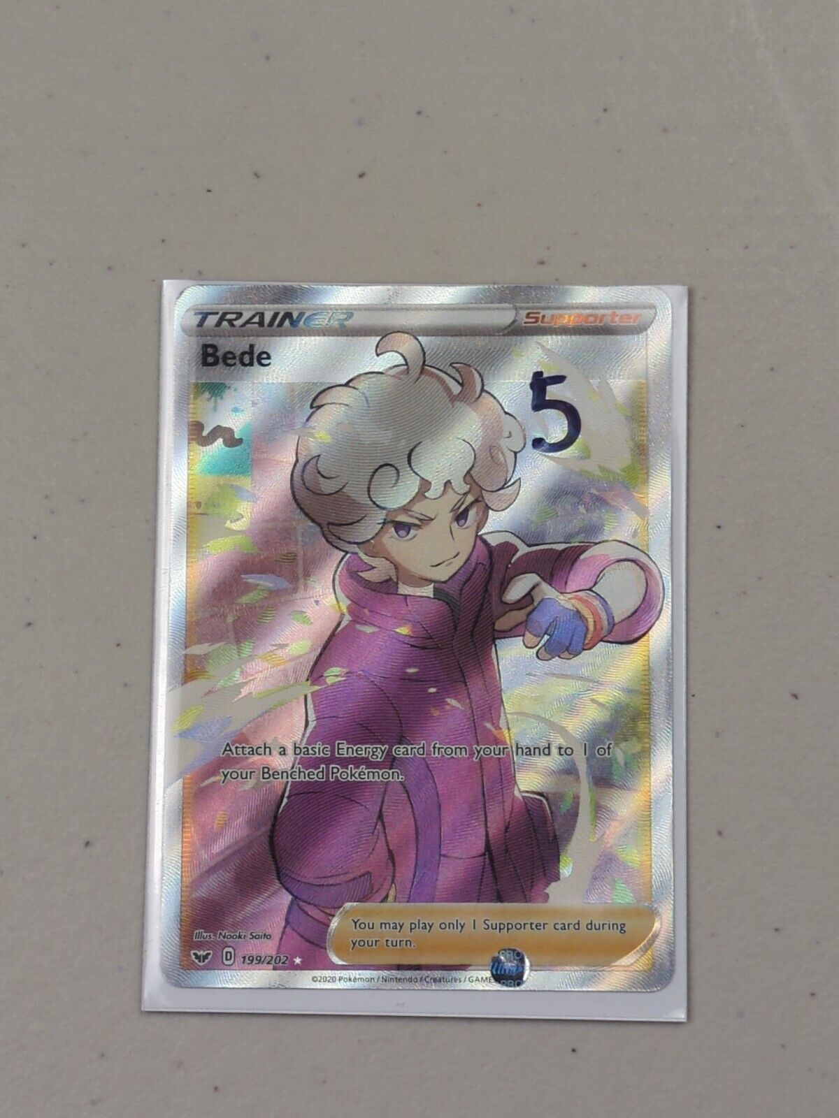 Bede - 199/202 - Full Art Ultra Rare Sword & Shield - Pokemon Card - NM