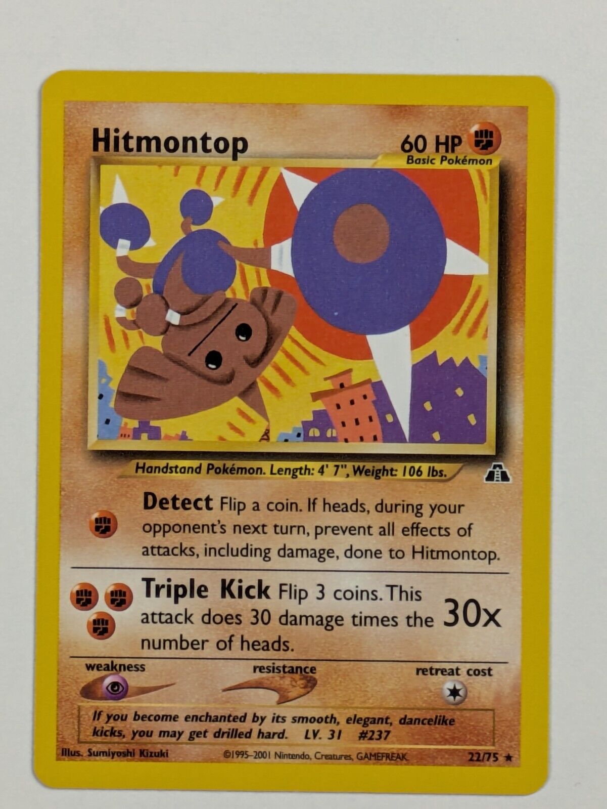 Hitmontop - 22/75 - Rare Unlimited Neo Discovery - Pokemon Card - NM