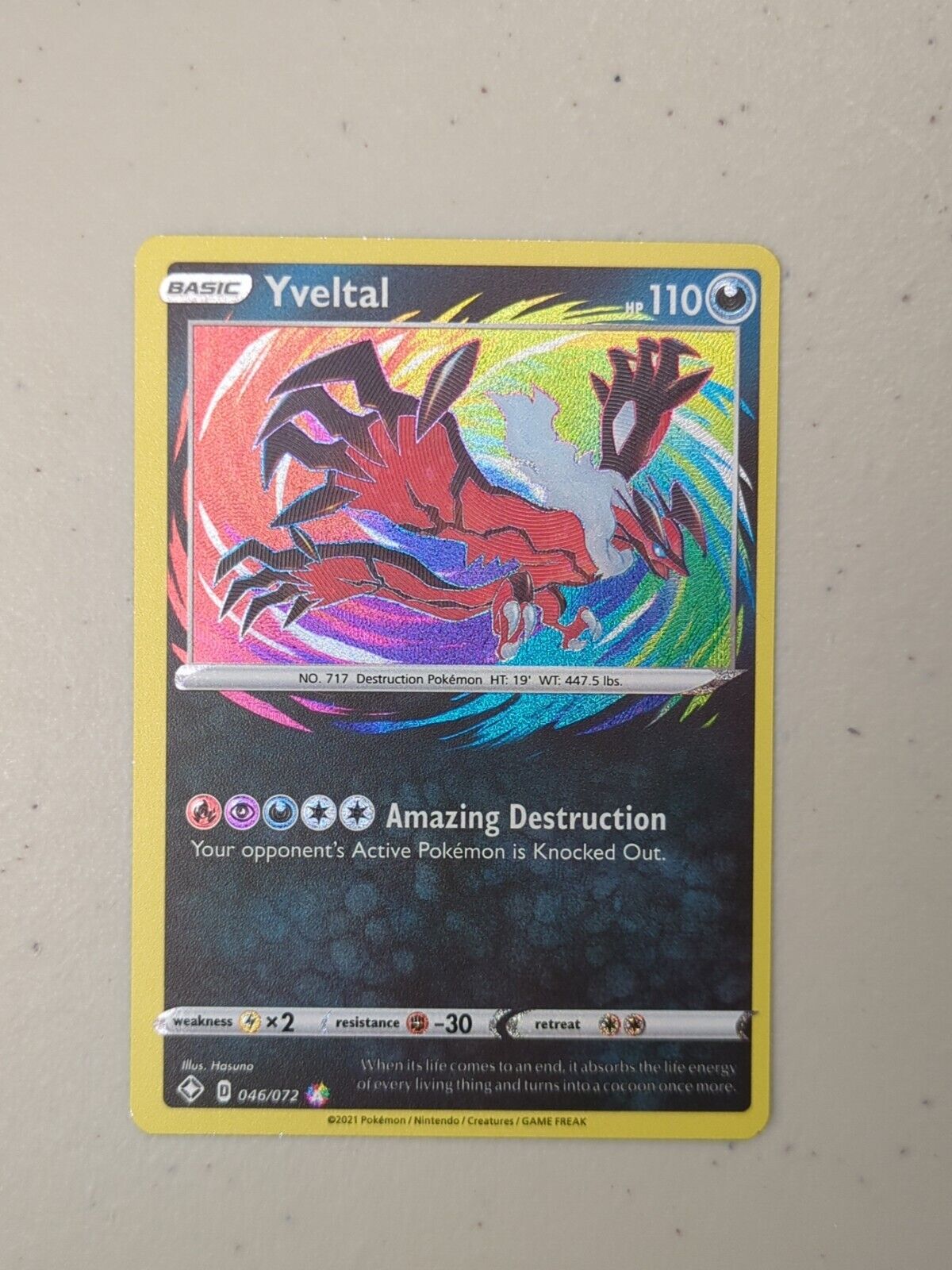 Yveltal - 046/072 - Amazing Rare Shining Fates - Pokemon Card - NM