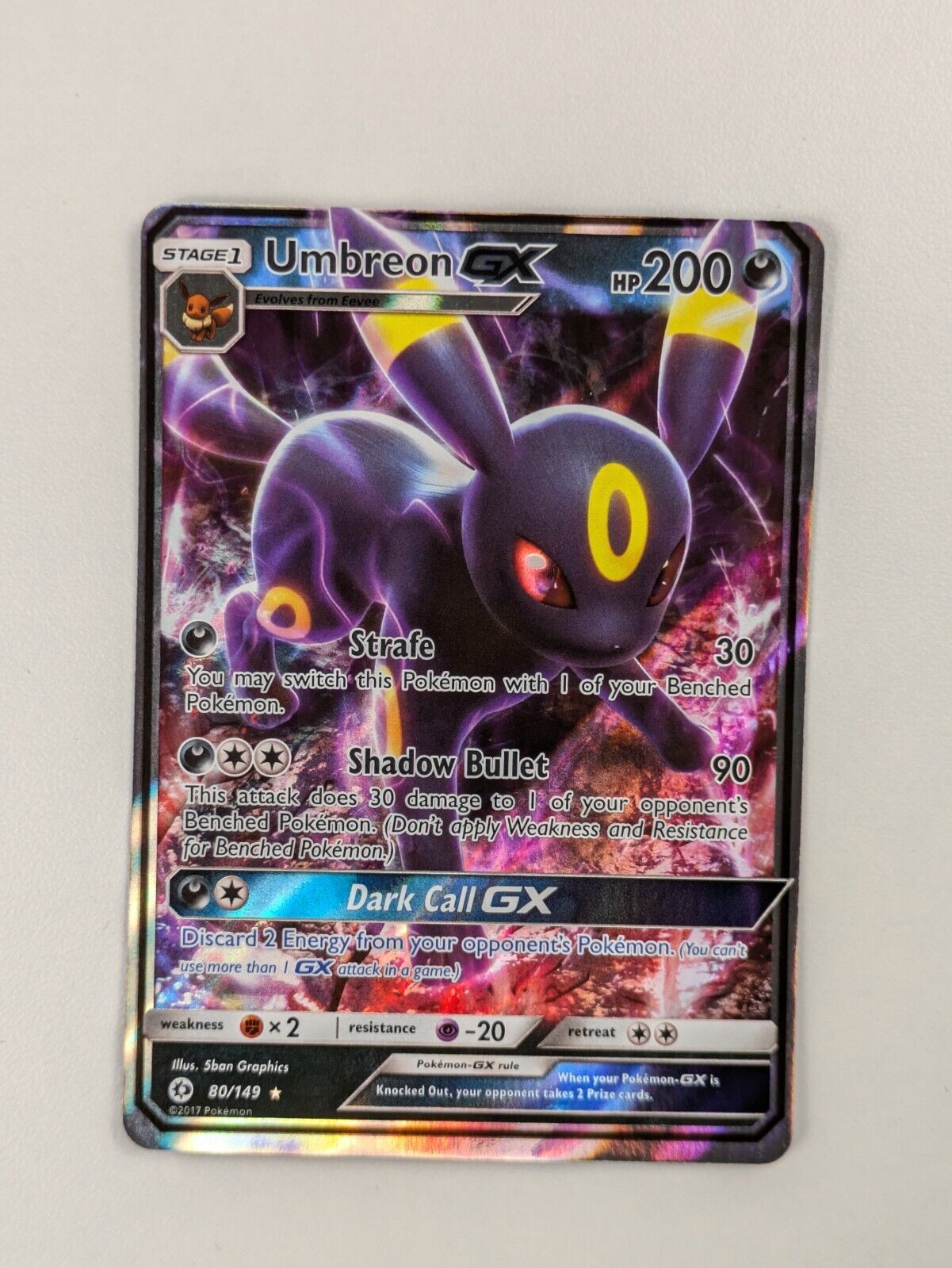 Umbreon GX - 80/149 - Ultra Rare Sun & Moon - Pokemon Card - NM