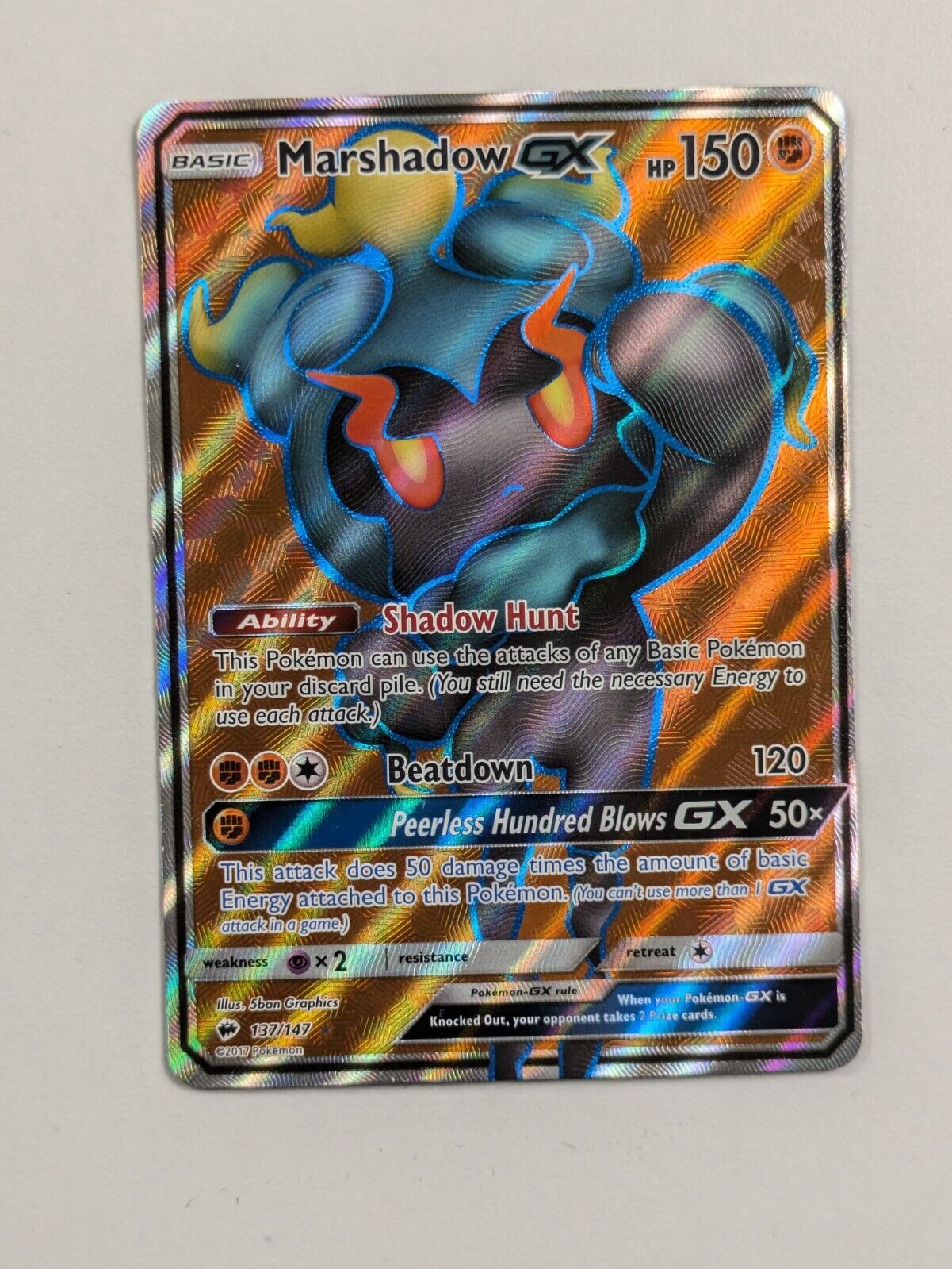 Marshadow GX - 80/147 - Ultra Rare Burning Shadows - Pokemon Card - NM