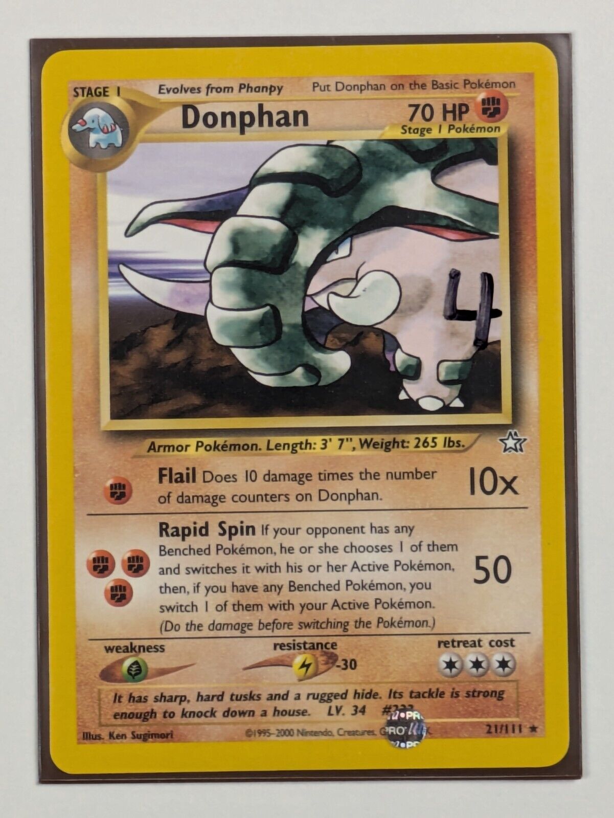 Donphan - 21/111 - Rare Unlimited Neo Genesis - Pokemon Card - NM