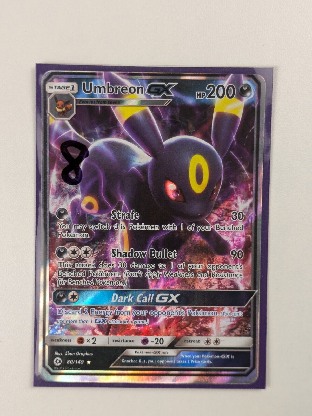 Umbreon GX - 80/149 - Ultra Rare Sun & Moon - Pokemon Card - NM