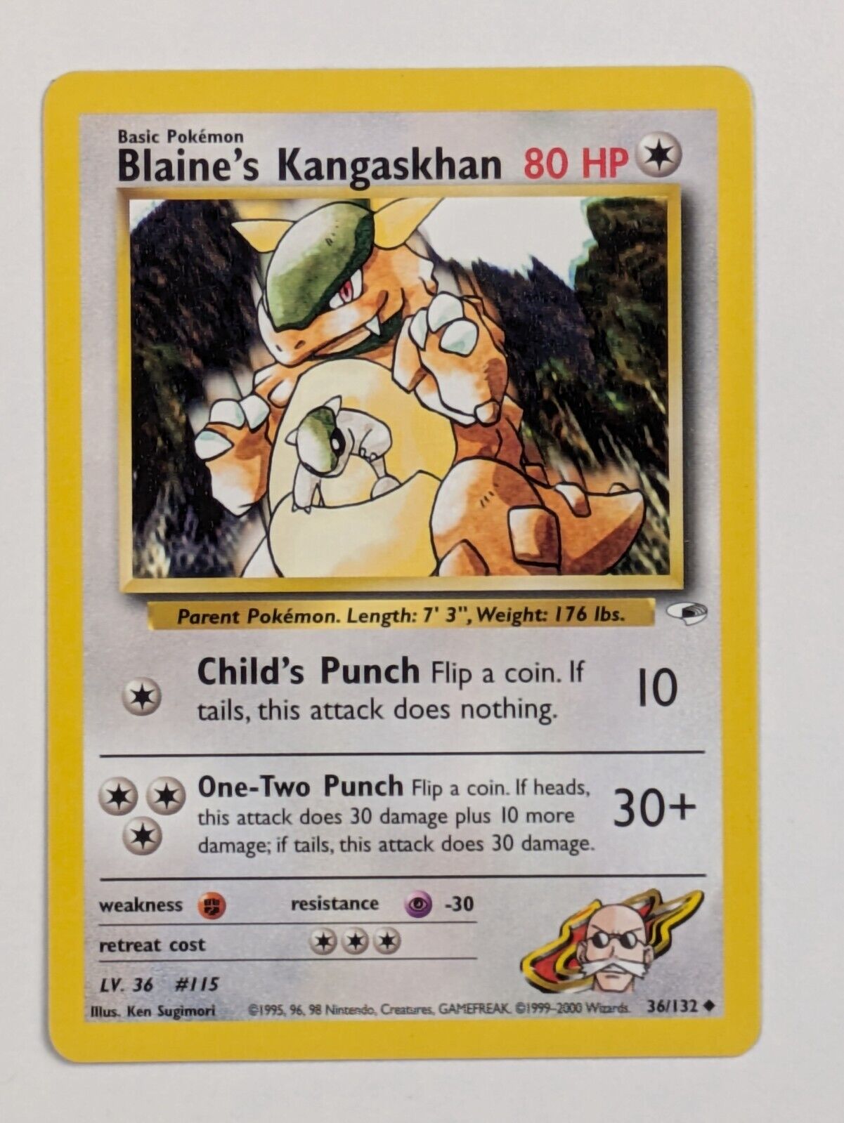 Blaine's Kangaskhan - 36/132 - Uncommon Unlimited Gym Heroes - Pokemon Card - NM