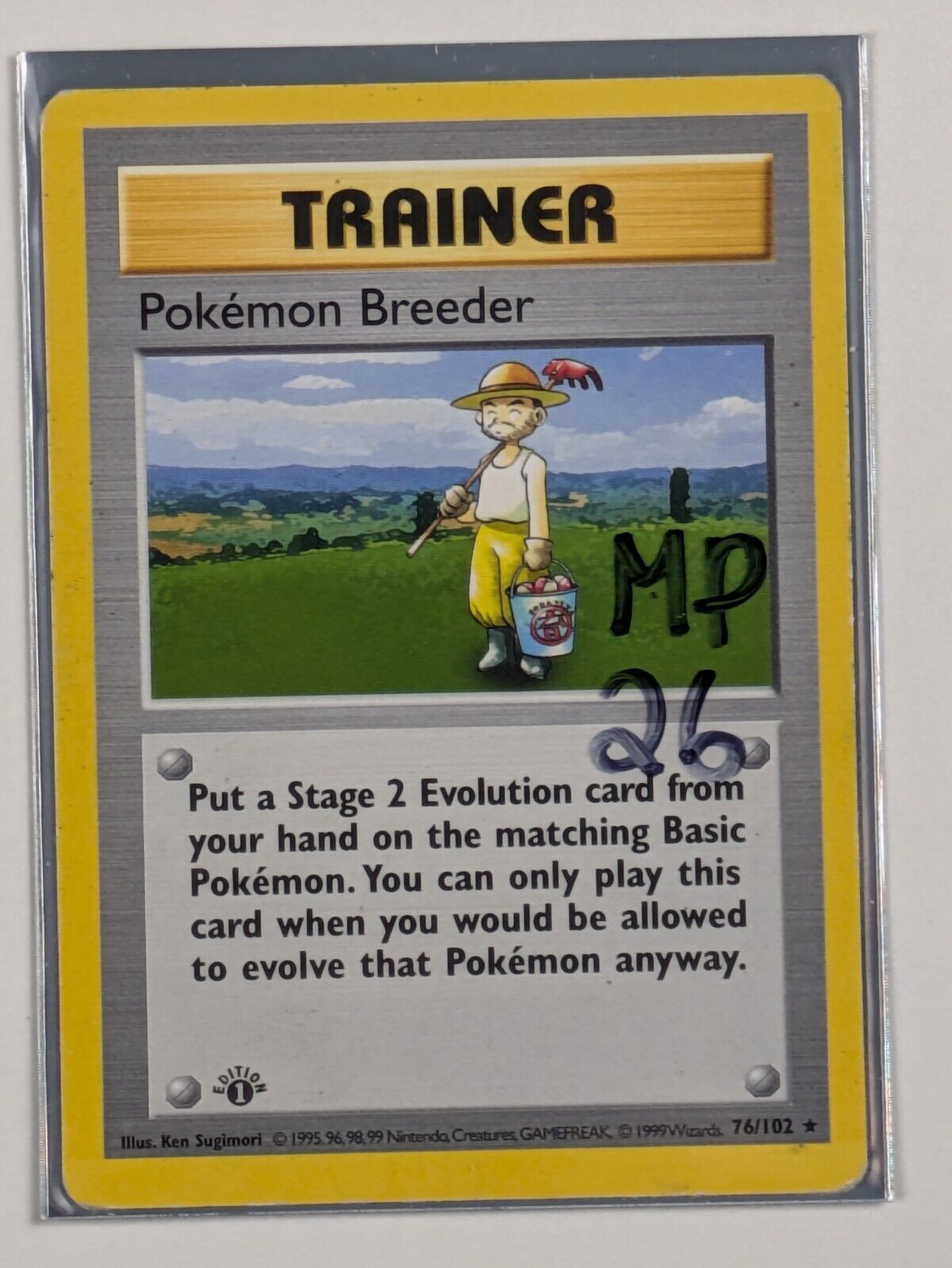 Pokemon Breeder - 76/102 - Rare 1st Edition Base Set - Pokemon Card - MP