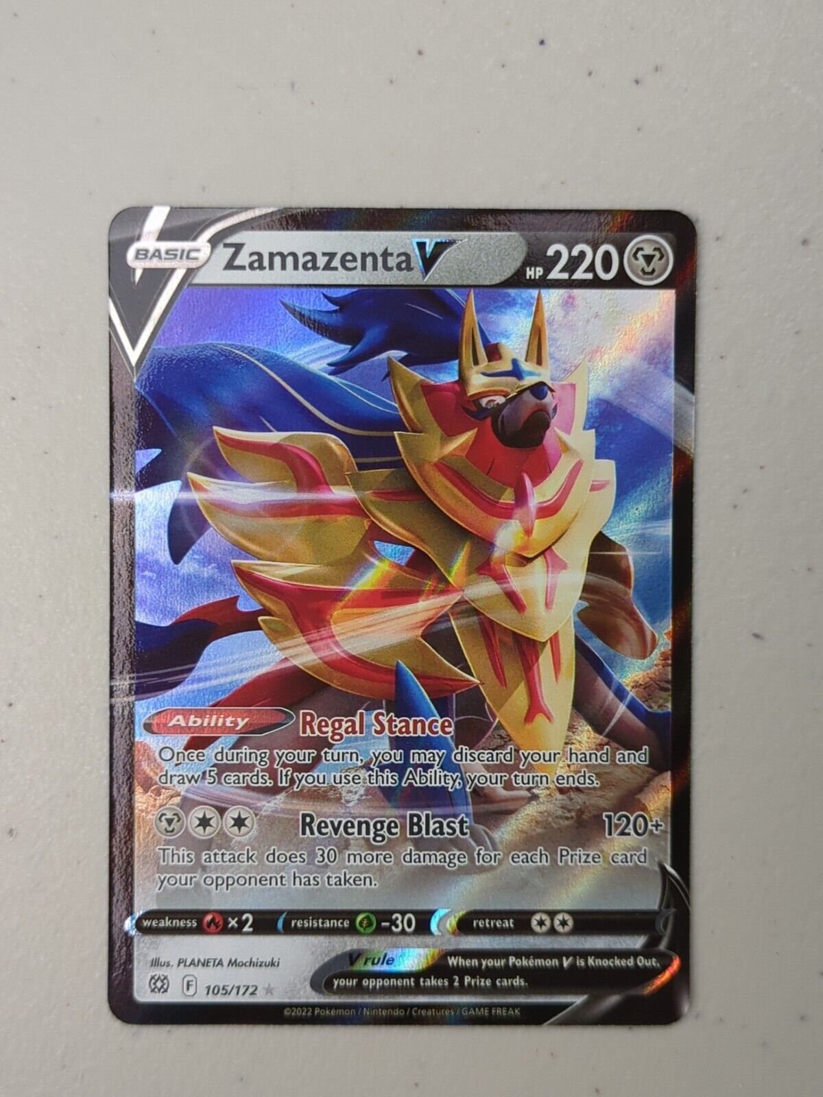 Zamazenta V - 105/172 - Ultra Rare Brilliant Stars - Pokemon Card - NM