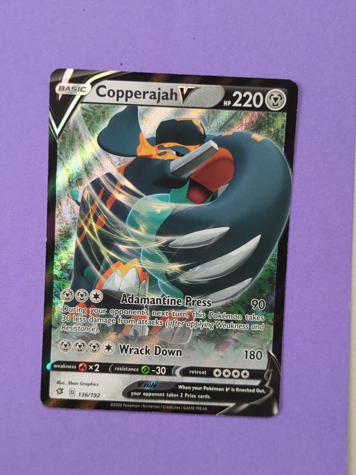 Copperajah V - 136/192 - Ultra Rare Rebel Clash - Pokemon - NM