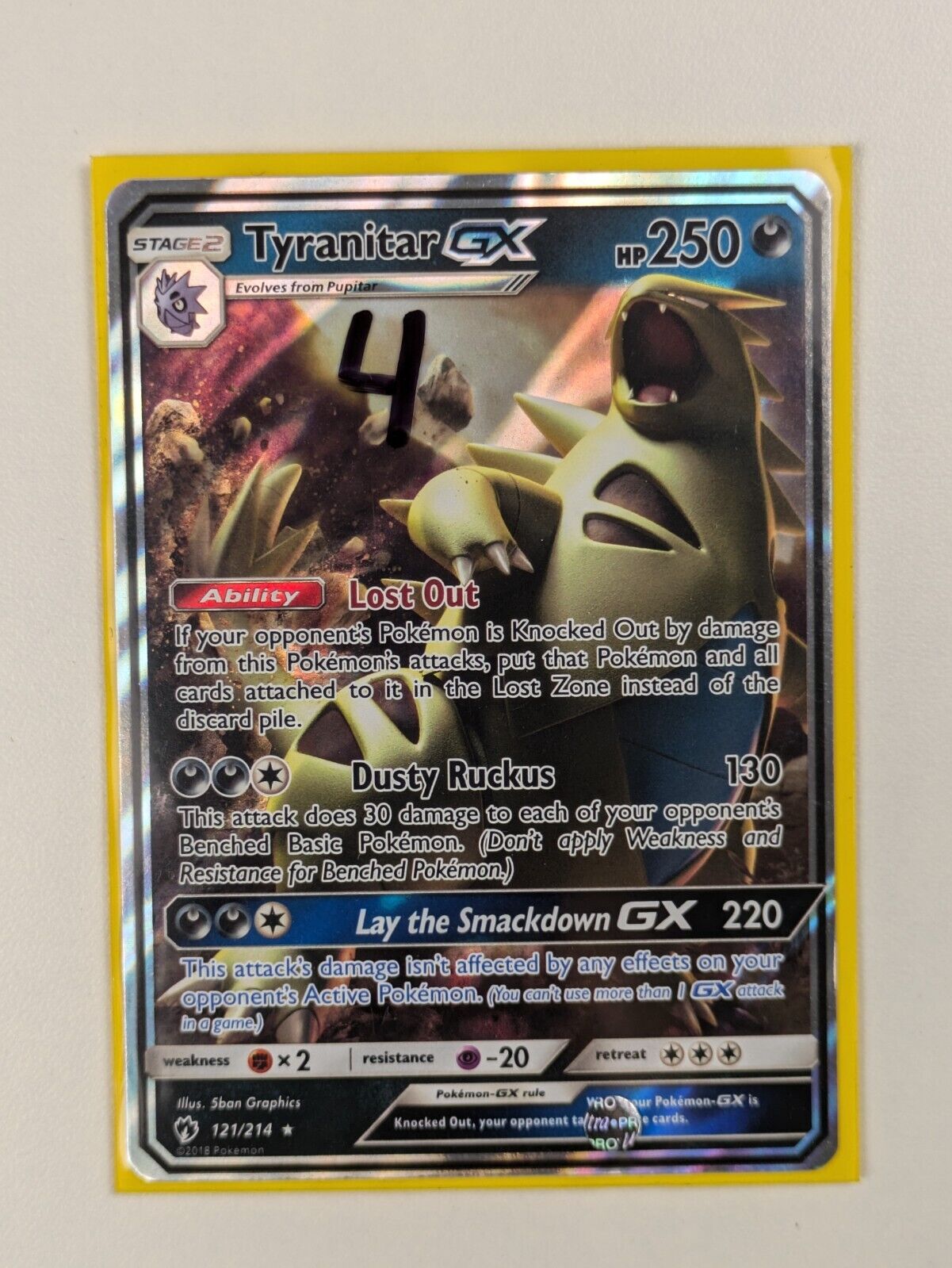 Tyranitar GX - 121/214 - Ultra Rare Lost Thunder - Pokemon Card - NM