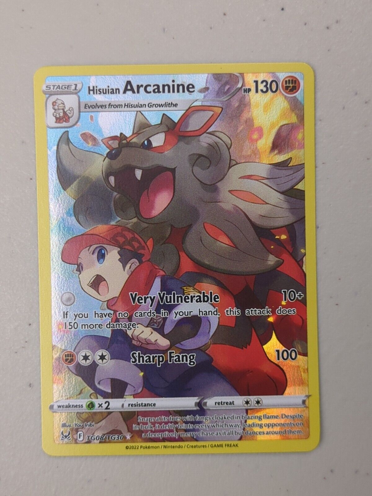 Hisuian Arcanine - TG08/TG30 - Holo Rare Lost Origin - Pokemon Card - NM