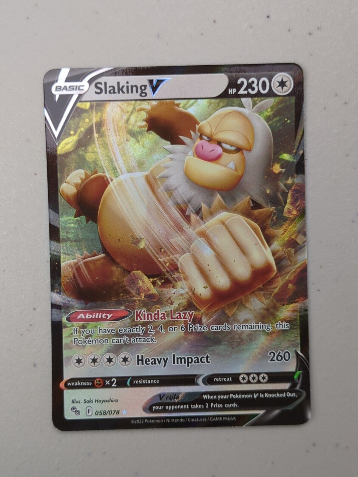 Slaking V - 058/078 - Ultra Rare Pokemon GO - Pokemon Card - NM