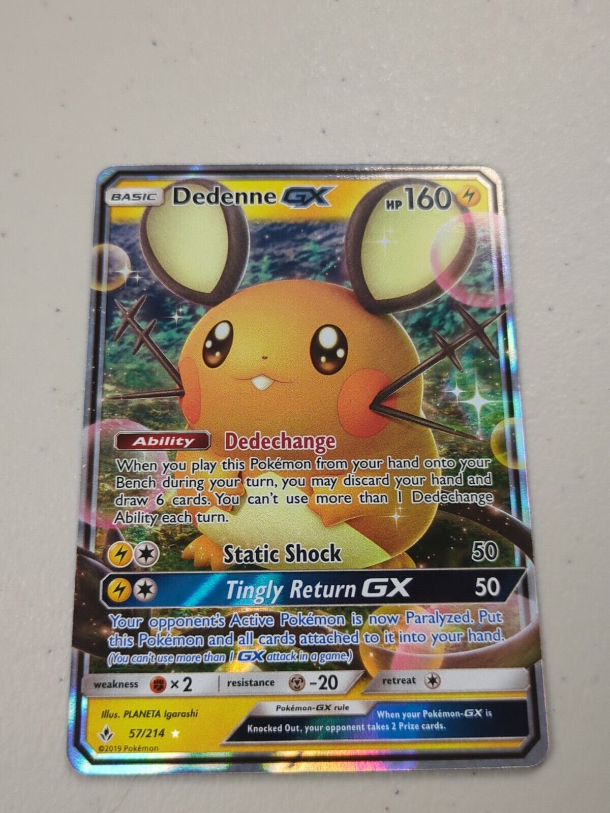 Dedenne GX - 57/214 - Full Art Ultra Rare Unbroken Bonds Set - Pokemon Card - NM